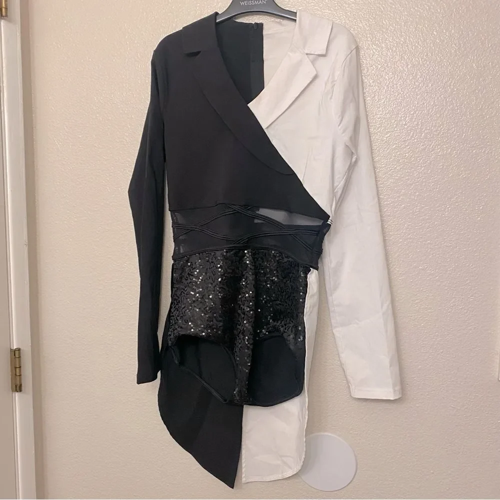 Weissman dance costume white black ring master tux Ring-A-Ding-Ding 14573 SA